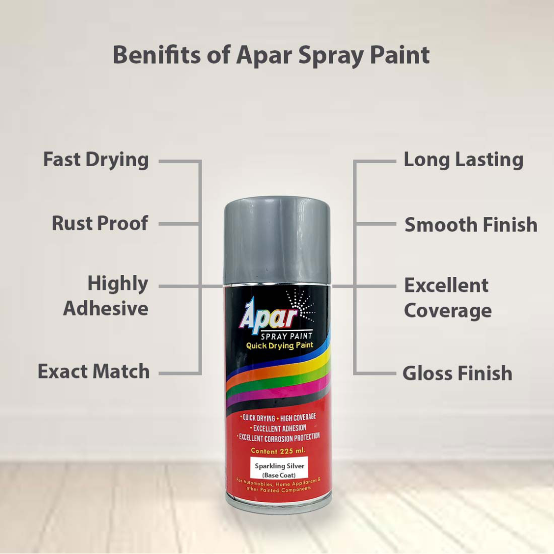 APAR Automotive Spray Paint Sparkling Silver (RC Colour Name) + GC Compatible for Kia Cars -225 ml (Pack of 2-Pcs)