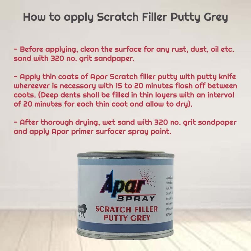 Apar Scratch Filler Putty-50 gms, One Step Rubbing and polishing compound-100 gms, Microfiber Cloth Blue, Putty Knife and 320 grit sandpaper (Pack of 5Pcs)