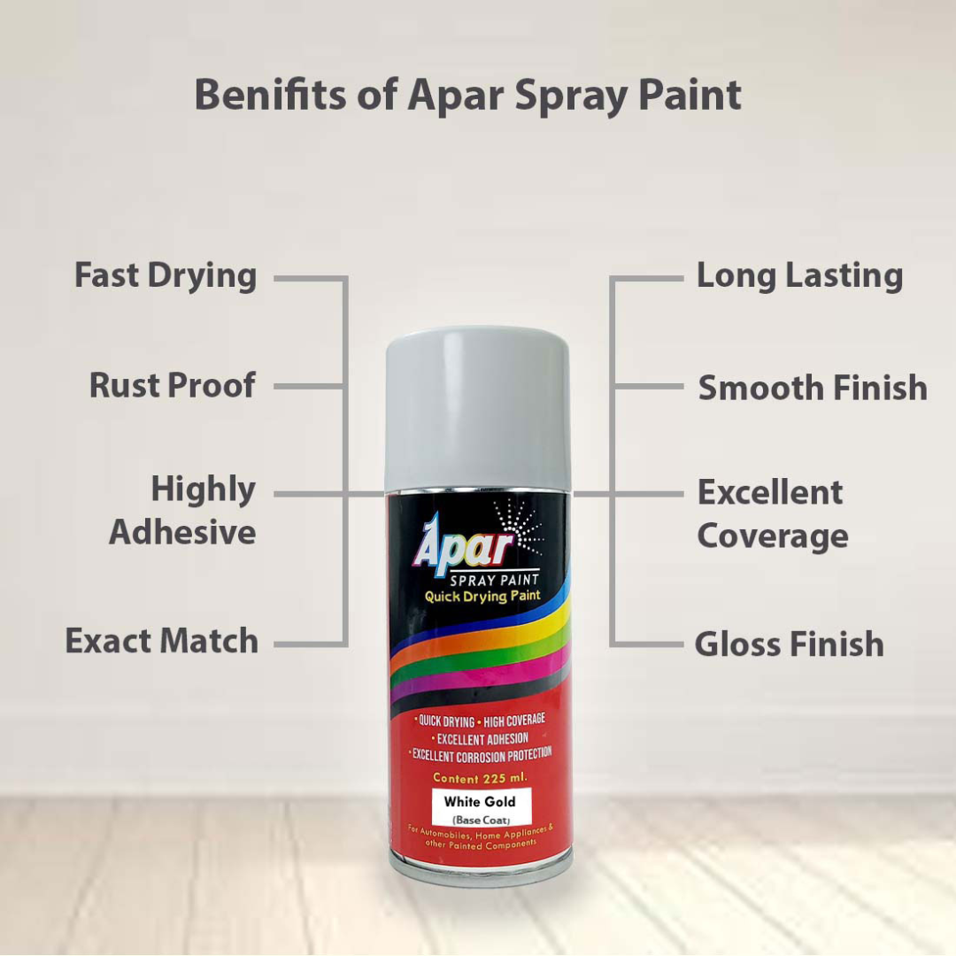 APAR Automotive Spray Paint White Gold (RC Colour Name) + GC, Compatible for Ford Figo, Aspire and Freestyle Cars -225 ml (Pack of 2-Pcs)