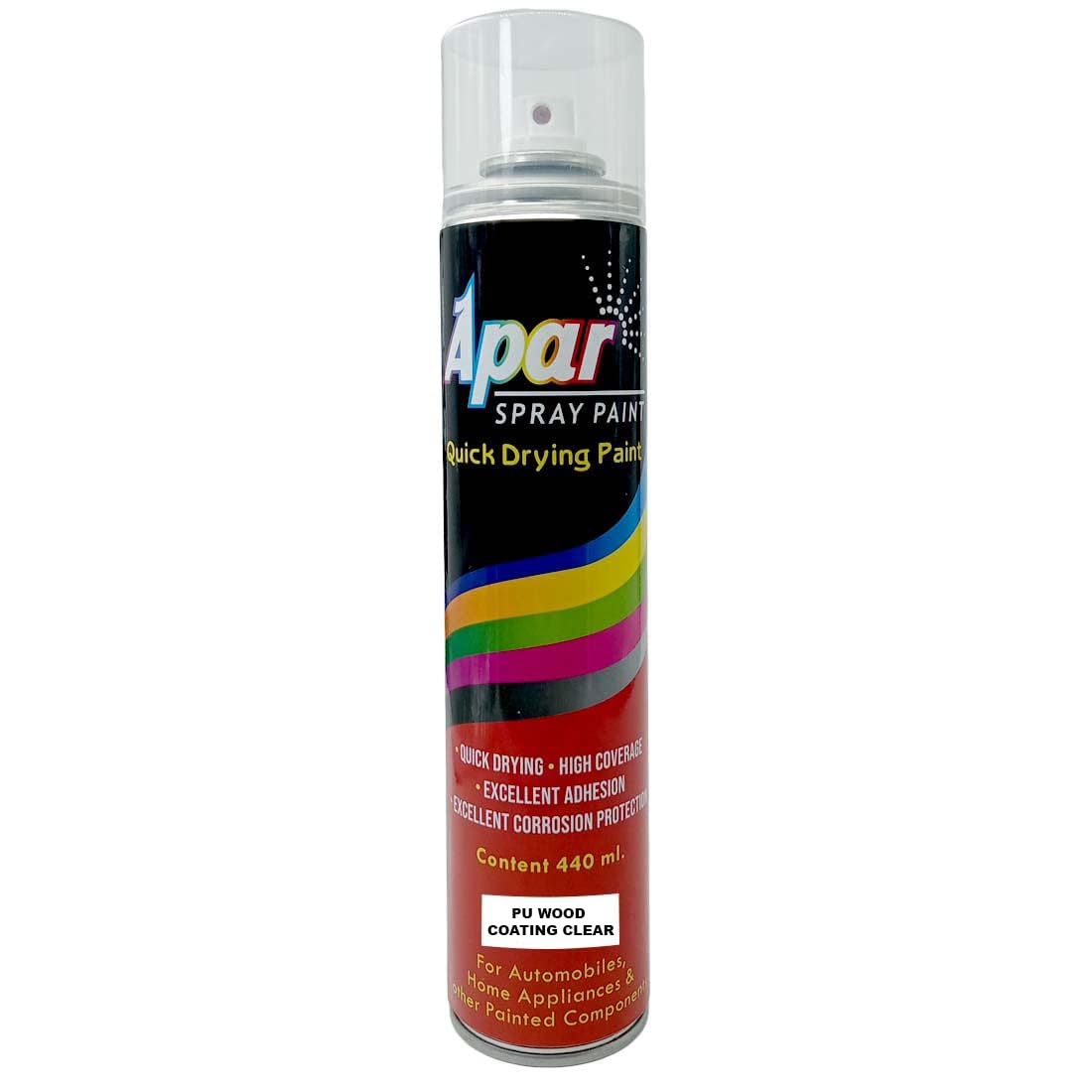 Apar PU Spray Wood Coating Clear -440 ml, for Interior & Exterior Usage Quick Drying Spray for High Gloss and Smooth Surface