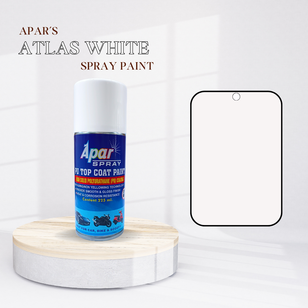 APAR PU Spray Paint Atlas White (RC Colour Name) Compatible for Hyundai I20, Venue and Verna-225 ml (Pack of 1-Pcs)