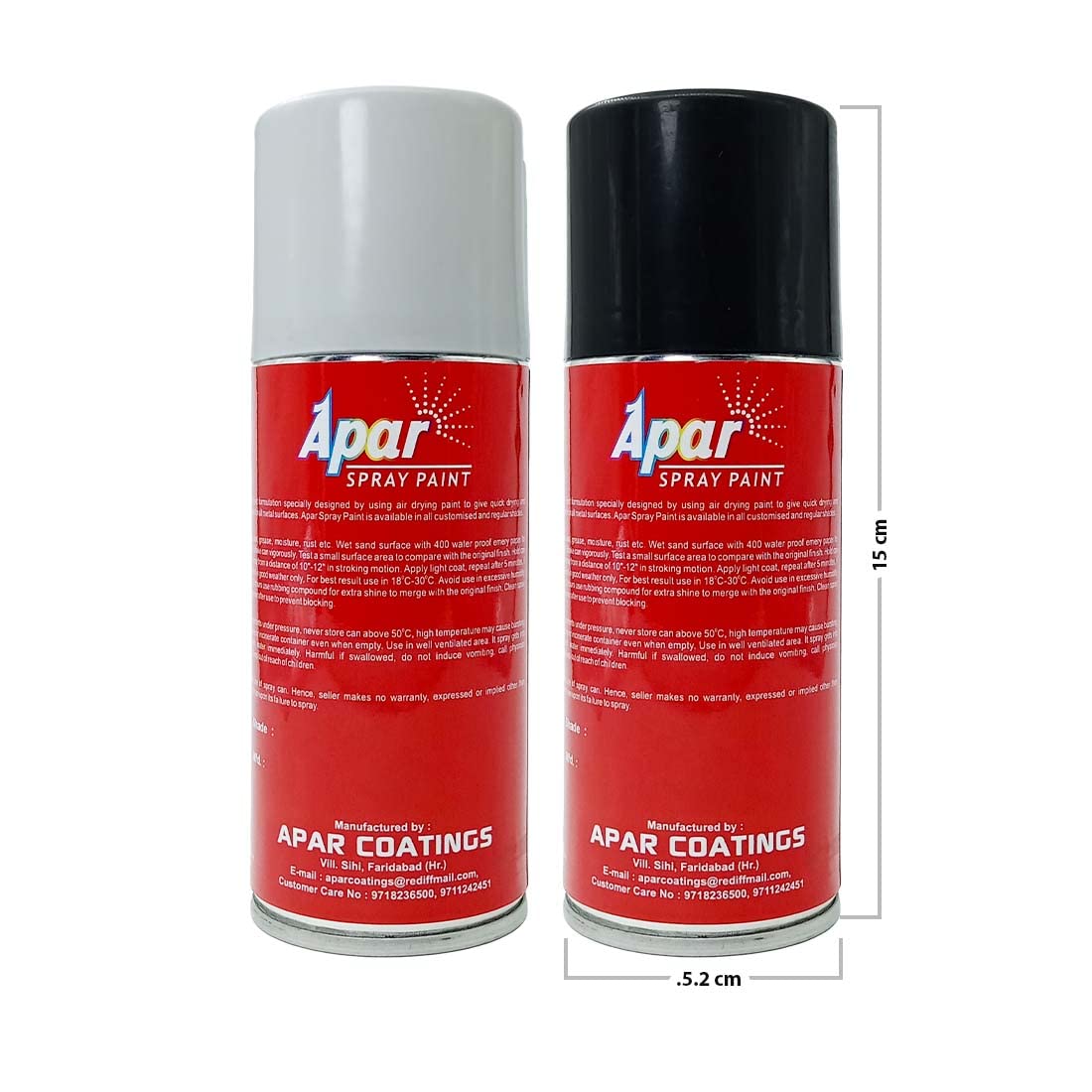 APAR Spray Paint GLOSS WHITE and GLOSS BLACK- 225ml each(Combo Pack of 2-pcs) For Cycle, Bike, Cars, Home Metal Wood and Plastic Furnitures Painting