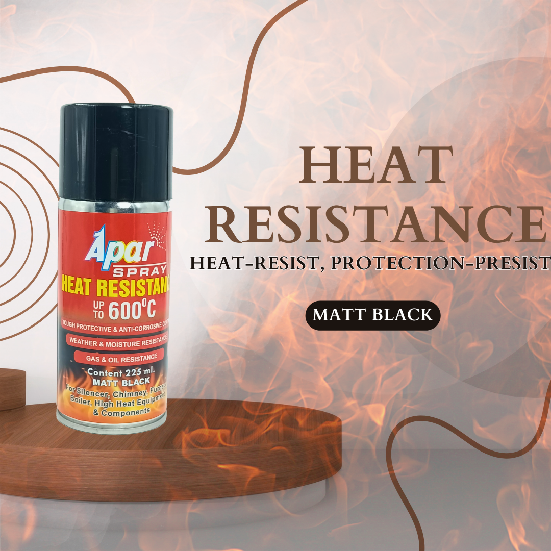 APAR Spray Paint Heat Resistant Matt Black 600°C -225 ml, For High Heat Surface Like silencer, boiler,chimneys etc.