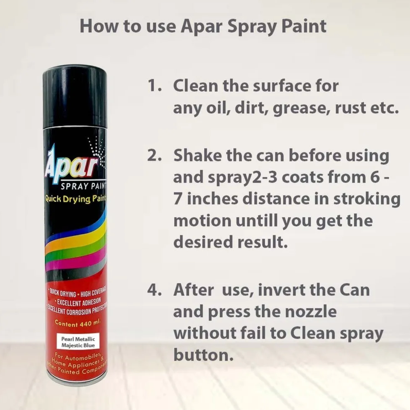 APAR Spray Paint Can Pearl Metallic MAJISTIC BLUE - 440 ml, For Electric Rickshaw, Bike, Cars, Home, Wood, Metal, Furnitures, Art and craft Painting