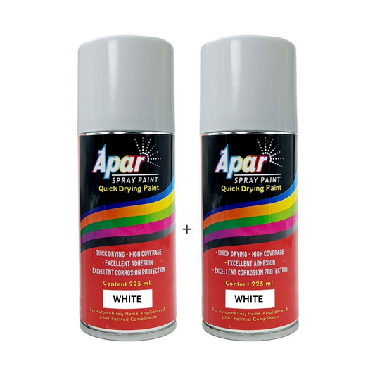 APAR Spray Paint Can WHITE-225 ml (Pack of 2-pcs), For Bike, Cars, Furnitures, art and craft Paint work